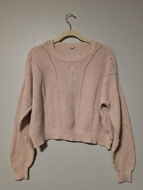 Garage Light Pink Crewneck Knit Sweater